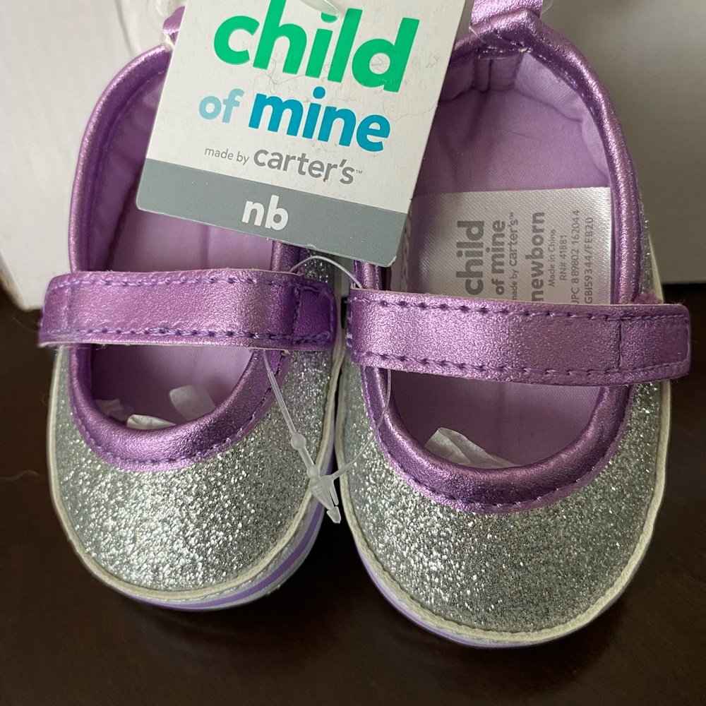 Carter's Purple and Silver Baby Walker Shoes